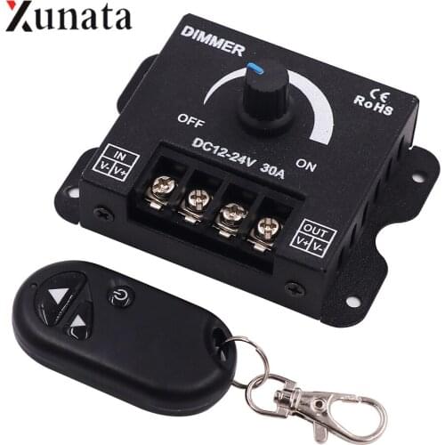 DC12-24V 30A Knob Switch Single Color LED Dimmer Controller with 3 Key Wireless RF Remote Control for LED Strip or Module