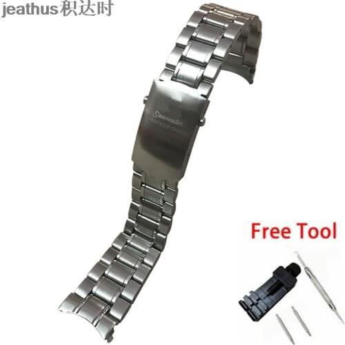 Jeathus watchband arc edge stainless steel strap watch band 20mm replacement for omega seamaster231 232 speedmaster ocean planet