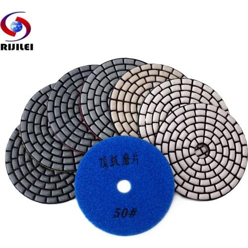 RIJILEI 7PCS Super 100mm Dry Polishing Pads Sharp 4Inch Diamond Polishing Pad For Granite Marble Concrete Floor Grinding Disc