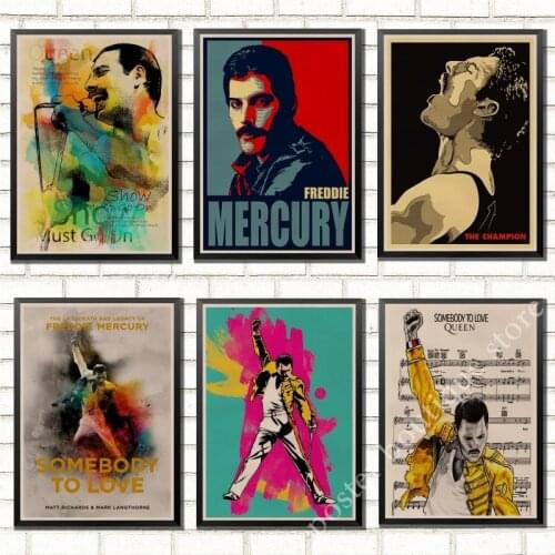 Queen Band Music Kraft Paper Poster Freddie Mercury Vintage High Quality Drawing core Decorative Painting Wall Sticker