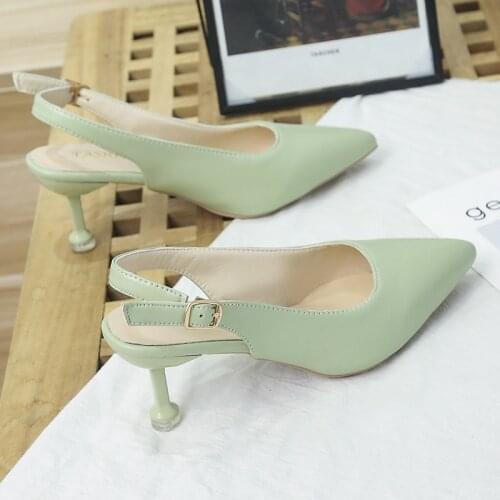 High Heel Embroidered Baotou Bow Stiletto Ribbon Sandals 2021 Spring Summer Pointed Toe Single Shoes Women Fashion Ladies Pump