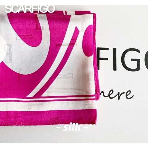 SCARFIGO 50*50CM Silk Square Scarf Women Hair Band for Party Elegant Geometric Printing Small Vintage Skinny Head Neckchief