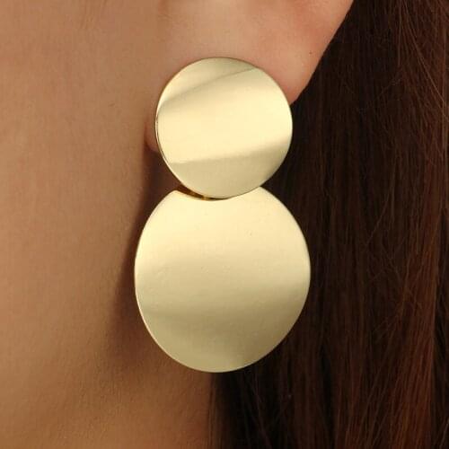 Exaggerated Punk Wind Ear Stud Earrings for Women Geometric Round Sequins Fashion Jewelry Accesorios Wholesale Kolczyki