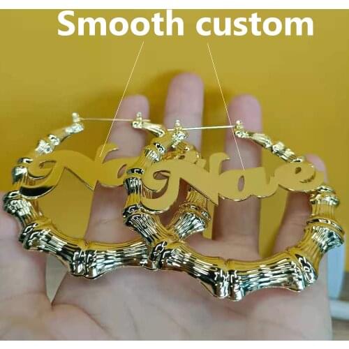 Bamboo Earrings Hoop Earrings For Women Stainless Steel Woman Large Earrings Bamboo Hoop Earrings With Custom Name Jewelry