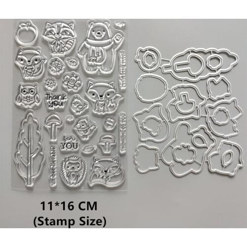 2021 New Bear Fox Owl Clear Stamps and Metal Cutting Dies DIY Scrapbooking Embossing Album Seal Template Punch Stencils