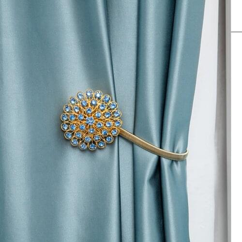Rhinestone Magnetic Curtain Holder Flower Shape Curtain Buckle Metal Tieback Window Decorative Accessories For Home