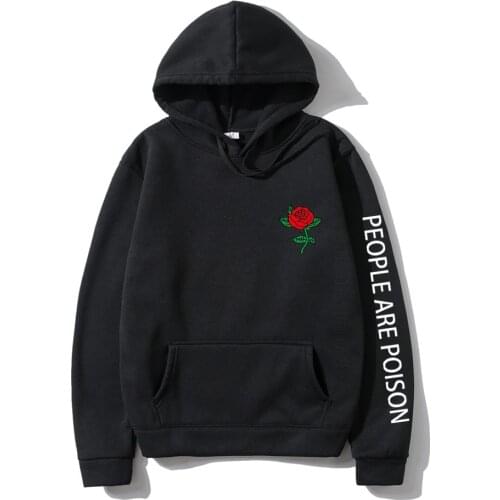 Harajuku Hoodie Men Red Rose Flower Streetwear With Print Autumn Sweatshirt Men Women Daily Casual Pullover Hoody Male