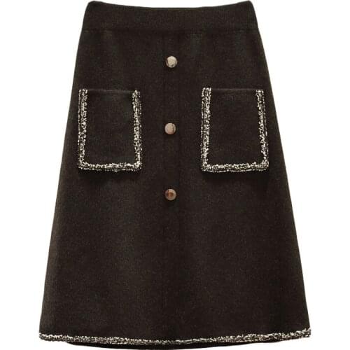 Elastic Waist Knitted Female Plus Large Size Korean Oversized Vintage WomenS Skirts Woman Clothes Lady Trendy 2020 D0435