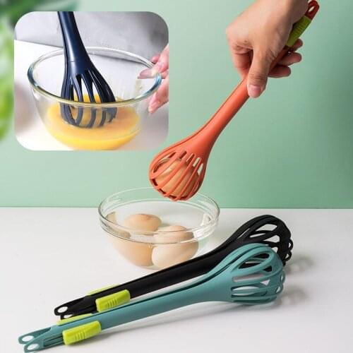 1Pc Multi-Function 3-Color Whisk Manual Egg Beater Nylon Food Tongs Noodle Salad Bread Clips Mixer Kitchen Baking Accessories