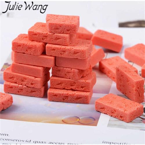 Julie Wang 10PCS Resin Red Brick Charms Scrapbook Craft Pendants Jewelry Making Accessory Home Phone Case Decor Props