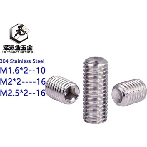 1000pcs-300pcs DIN916 GB80 M1.6 M2 Set Screw 304 Stainless Steel Inner Hex Hexagon Socket Concave Point End Grub Screws
