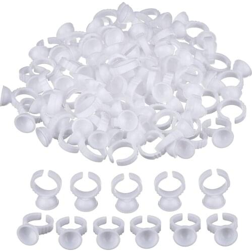 1000pcs White Tattoo Adhesive Pigment Holders Ring Cup Disposable False Eye Lashes Extension Glue Tray Holder Small Size
