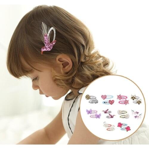 2 pcs/lot Girls' Unicorn Swan Hairpins Flower Fox Snap Hair Clip Bird Butterfly Barrettes Hair Accessories HC064