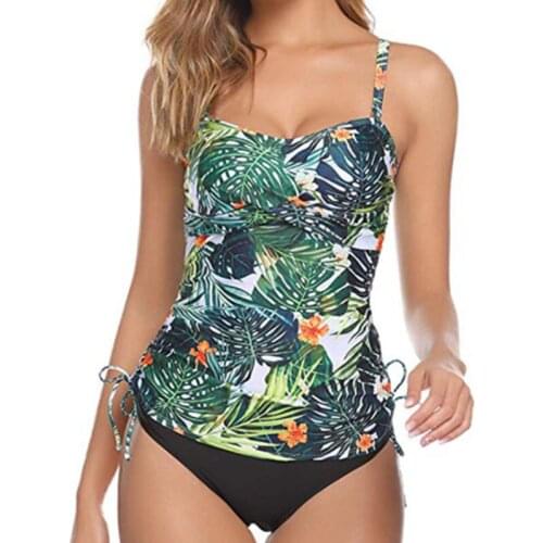 2021 New Swimsuit Women Beach Tankini Printed Split Sexy Bikini Set Push Up Swimwear 2 Piece Sets Womens Bathing Suit Trajes