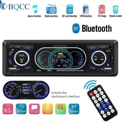 Car Radio 1 Din Stereo Audio Bluetooth Cassette Player-8809 Remote Control MP3 Player AUX/TF/USB FM HD