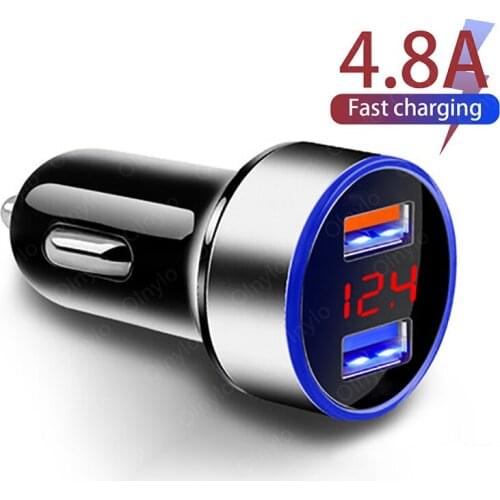 4.8A 5V Car Chargers 2 Ports Fast Charging For Samsung Huawei iphone 11 8 Plus Universal Aluminum Dual USB Car-charger Adapter