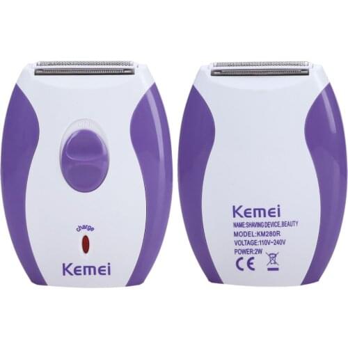 Kemei KM-280R Electric Hair Remover Shaver Mini Rechargeable Twin Blades Body Face Bikini Underarm Shaving Razor for Women