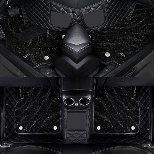 Black Leather Car floor mat For mitsubishi l200 asx lancer x outlander 3 eclipse cross colt xl pajero sport 3 accessories