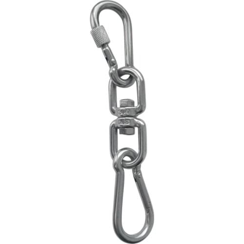 M6 Double Ended Swivel Eye Hook and Safety Carabiner Spring Snap Hook Swivel Shackle Ring 304 Stainless Steel Connector Set of 3