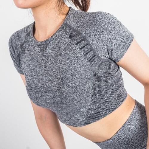 INFILAR Short Sleeve Yoga Shirts Sexy Crop Tops Seamless High Quality Causal Breathable Sportswear Fitness Sport Top Gym Clothes