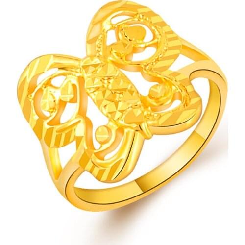 Exquisite Fancy Buterfly Rings Big Yellow Gold Color Vacuum Rings Memorable Anniversary Fancy Jewelry Anillo Bague Size#6#7#8#9