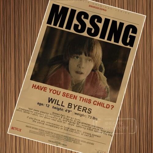Missing Child Notice Stranger Things Retro Vintage Poster Canvas Painting DIY Wall Paper Stickers Posters Home Decor Gift