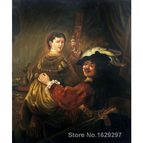 Rembrandt and saskia in the parable of the prodigal son Paintings by Rembrandt van Rijn canvas art High quality Hand painted