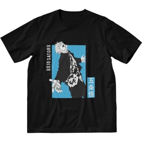 Gojo Sensei T Shirt Men Short Sleeve 100% Cotton T-shirts Jujutsu Kaisen Japanese Manga Tee Fashion Tshirt Gift