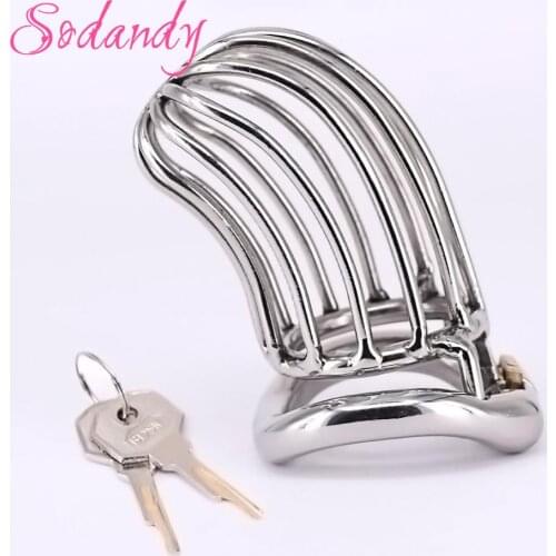 Stainless Steel Male Chastity Cage Locking Metal Cock Cage with 36/40/45/50mm Penis Ring Sex Product for Men