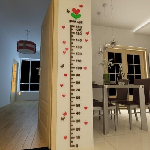 Baby Height Wall Stickers Kids Room Child Height Measuring 3d Cartoon Decoration Bedroom Acrylic DIY Art Wall Stickers Decor