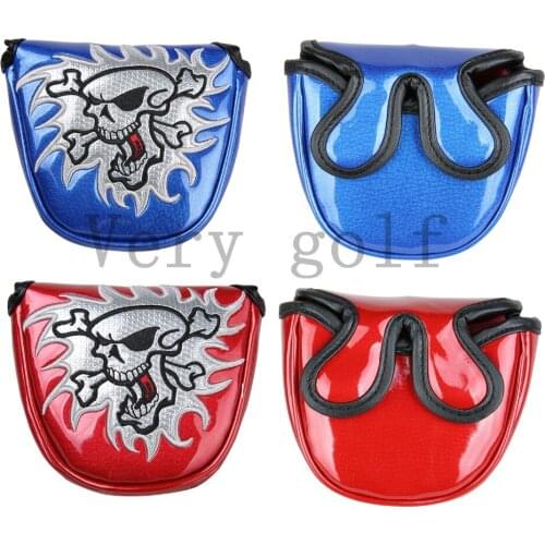 Genuine New Fire Skull Putter Cover Mallet Center Shaft Golf Club Head Cover Magnetic Closure Design