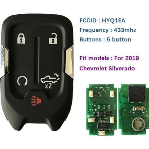 CN014054 Original 5 Button Smart Key For 2019 Chevrolet Silverado Remote Tailgate Starter FCCID Number HYQ1EA Frequency 434 MHz