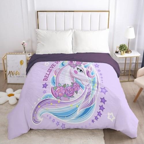 Unicorn Cartoon Duvet Cover with Zipper Comforter/Quilt/Blanket Case 140x200 230x220 3D Bedding For Children Kids Baby