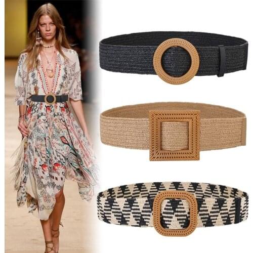 Spring and summer dress belt women fashion all-match elastic braided belt bohemian style with beach skirt