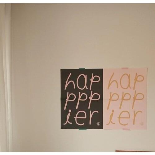 Korean happier English simple Poster Wall Sticker Photo Props recommended interior decoration dormitory wallpaper