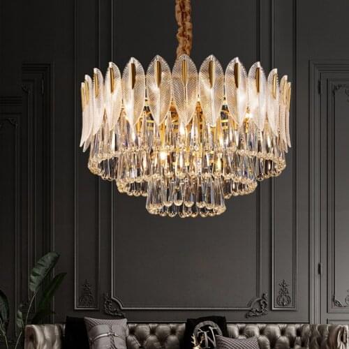 Postmodern light luxury crystal chandelier home living room dining room bedroom round chandelier designer new lamps