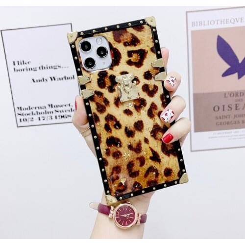 Luxury Leopard TPU Soft Square Case For Samsung Galaxy M30s Case M10 M10s M20 M21 M30 M40 J4 J6 Prime Fashion Bling Back Cover
