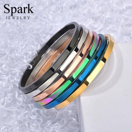 Spark Stainless Steel Custom Engraved Bangle Bracelet Multicolor Inspirational Cuff Bracelets For Women Men Personalized Gifts