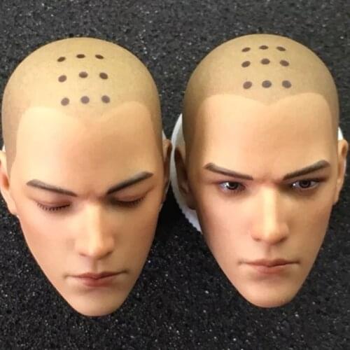 In Stock For Sale 1/6th Male 2 Versions Open & Closed Eyes Holy Monk Head Sculpture For Usual 12inch Doll Action Figures