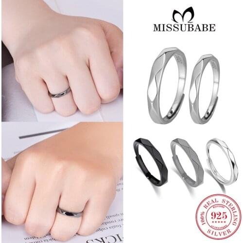 Lovers' Promise Opening Rings S925 Silver Geometry Couple Ajustable Open Finger Rings Fine Jewelry Gifts For Men Women Lovers