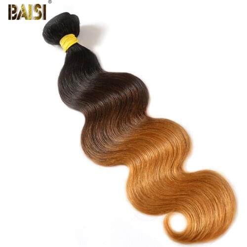 BAISI Hair Brazilian Body Wave Hair Weave Ombre 1B/#4/#27 Remy Hair Extensions 100% Human Hair