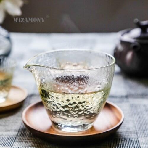 WIZAMONY Japanese hammer grain glass cup thickened hammer grain glass tea set wholesale handmade glass in fair mug, tea ware