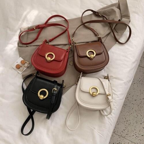 PU Leather Saddle Bags For Women 2020 Fashion Shoulder Messenger Bag Lady Solid Color Solid Handbags