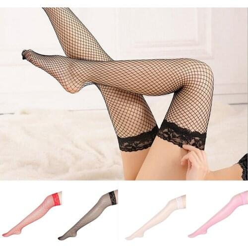 Women Stockings Sexy Fishnet Thigh High Socks Lace Knee Socks Breathable Slip Stockings Ladies Thin Mesh Socks носки женские N