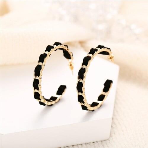 Hot Black Hoop Earrings For Women 2019 New Design Circle Round Earring Fashion Statement Women Wedding Party Jewelry Gift