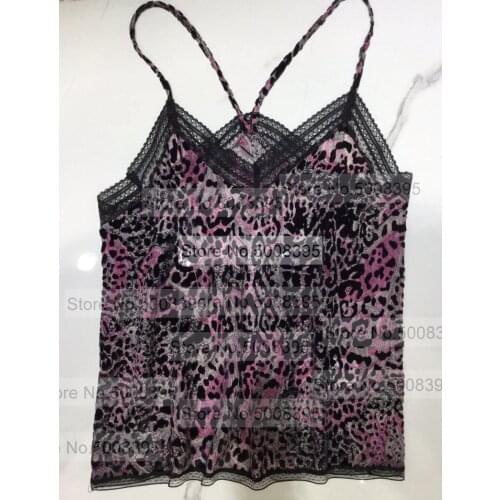 Woman Red Black Leopard Velvet Jacquard Camisole Lace Embroidered V-neck Thin Strappy 2021SS