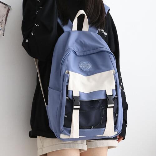 Women College Blue Backpack Female Waterproof School Bags for Teenagers 15inch Laptop Travel Backpacks Ladies 2021 New Ruckpack