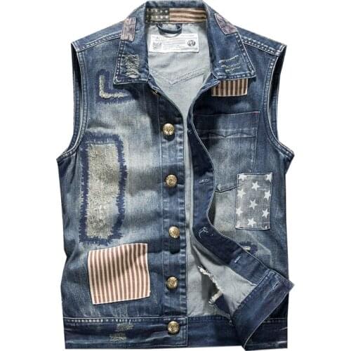 New Brand Men Jeans Vest Autumn spring Sleeveless Denim Jacket Wears Waistcoat Male Colete Tactical Vest