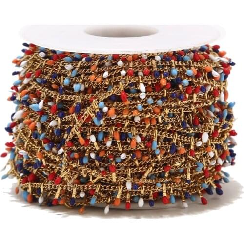 1Meter Handmade Colorful Chainstainless steel link chain for Anklet bracelet making Hawaii Bikini Jewelry for Women Girls