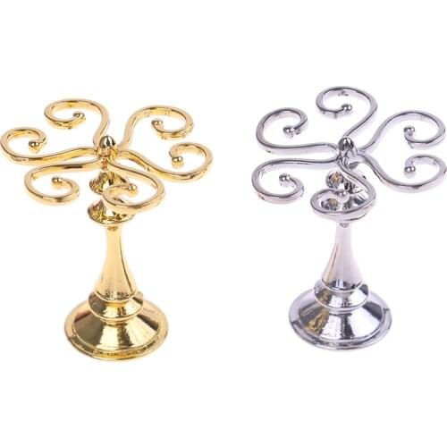 1pc Mini Gold Silver Metal Wine Cup Rack Stand Holder Dolls House Miniature Dining Room Pub Bar Accessory Without Cup
